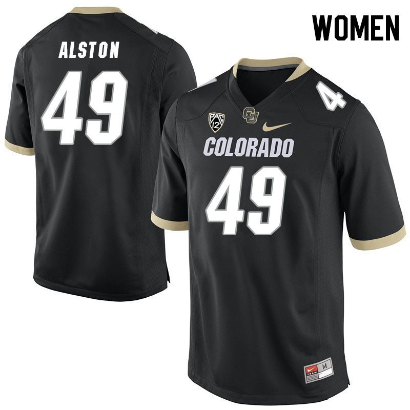 Women #49 Taijh Alston Colorado Buffaloes College Football Jerseys Stitched Sale-Black